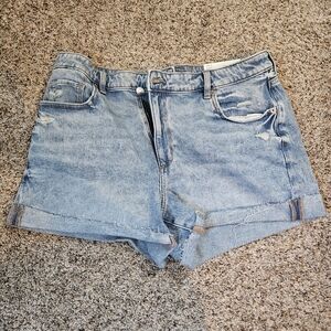 Light Distress Denim Shorts